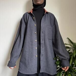 Vintage long sleeve button down fleece shirt with corduroy details size XL